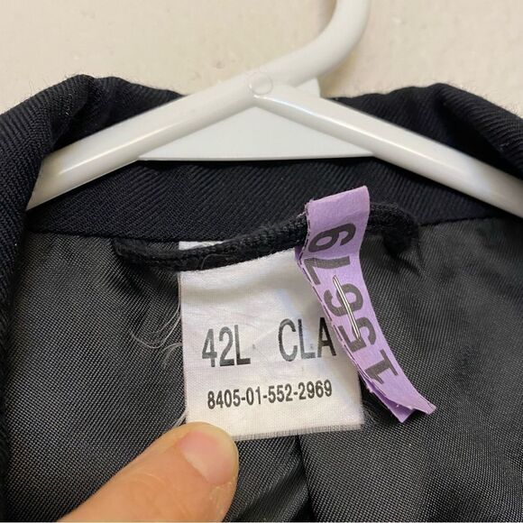 US Army Military Wool Dress Service Uniform Blazer Coat Jacket with Patches 42L - Picture 9 of 14